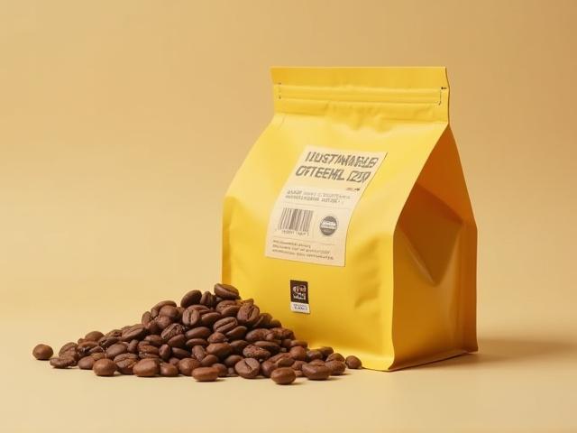 持続可能なコーヒー豆のパッケージデザイン。