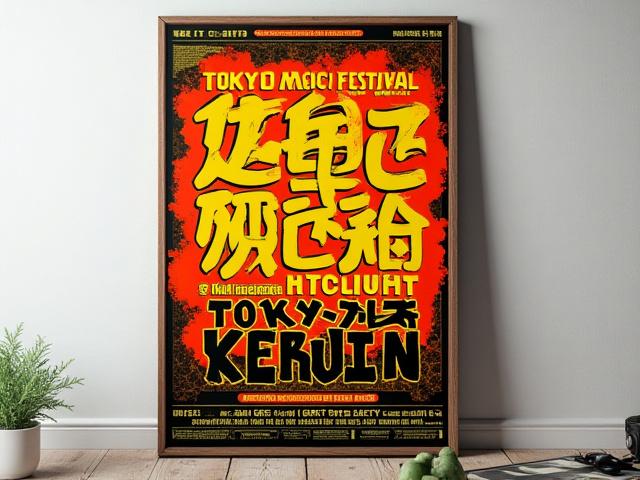 東京の音楽イベントのためのダイナミックなタイポグラフィポスター。