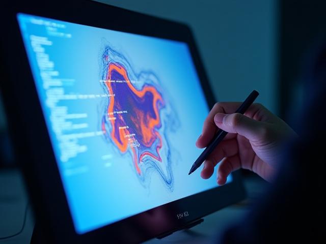 p5.jsコードが画面に表示され、その上に抽象的なグラフィックが描かれている