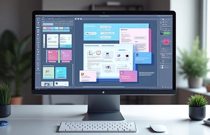 Figmaで複雑なデザインプロジェクトに取り組む様子を示すスクリーンショット